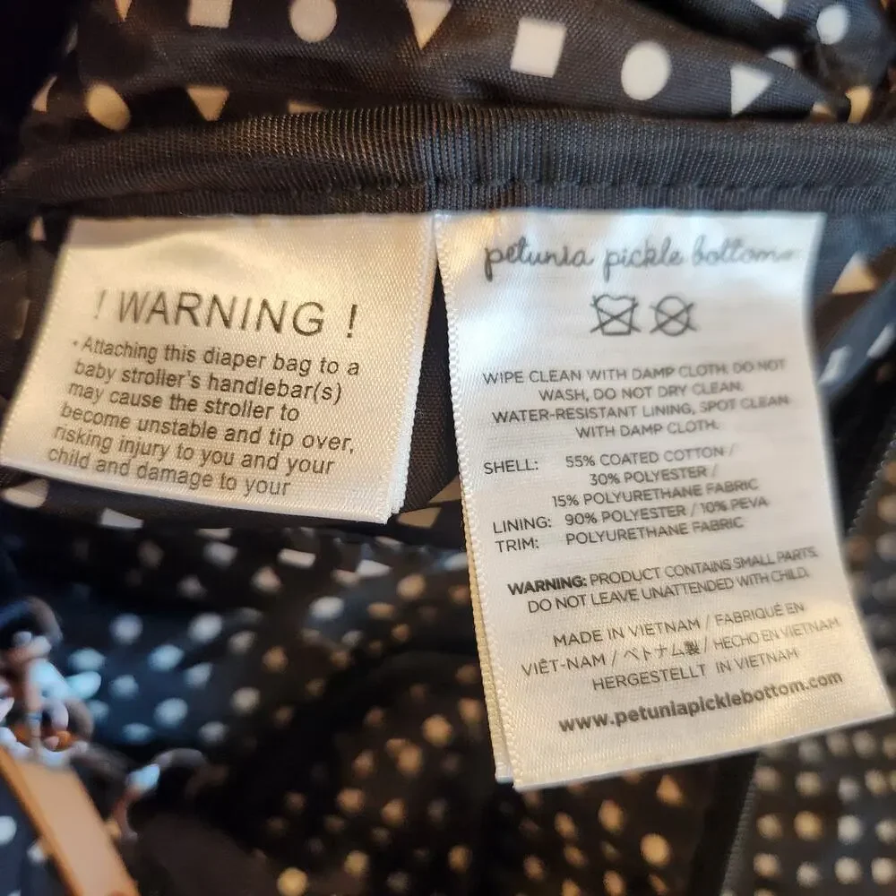 Petunia Pickle Bottom Boxy Backpack Diaper Bag Black Chambray Changing Pad